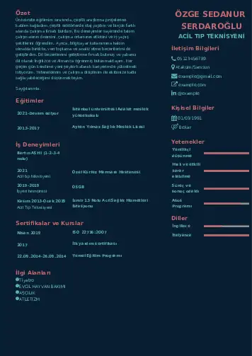 Acil Tıp Teknisyeni CV Örnekleri cv indir